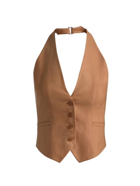 Alice + Olivia ERICA LINEN VEST - TAN