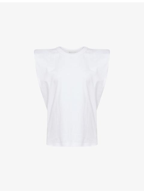 The Frankie Shop Eva Padded-Shoulder Cotton-Jersey Muscle T-Shirt