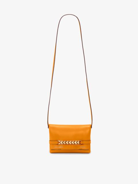 Mini Chain Pouch With Long Strap In Mandarin Leather