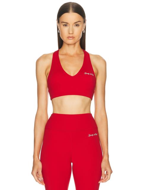 Sporty & Rich Signature Logo V-neck Sports Bra