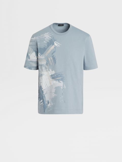 ZEGNA LIGHT AVIO BLUE COTTON T-SHIRT