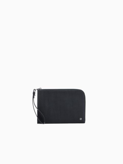 GIORGIO ARMANI LEATHER POUCH WITH WAVE PRINT AND WRIST STRAP