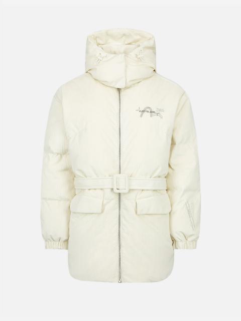 EVISU Seagull Embroidery Corduroy Belted Down Jacket