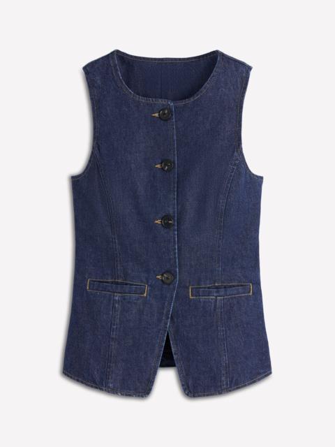 BODEN Denim Waistcoat-Indigo Denim