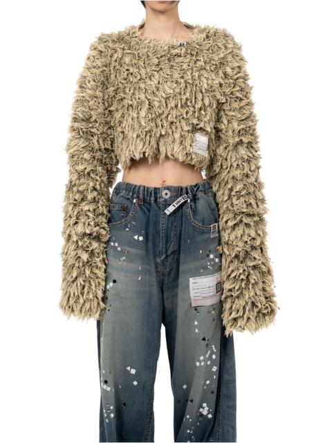 Maison MIHARAYASUHIRO Bleached Shaggy Cropped Knit Sweater