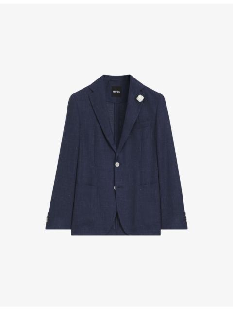 BOSS Slim-Fit Micro-Pattern Linen-Blend Blazer