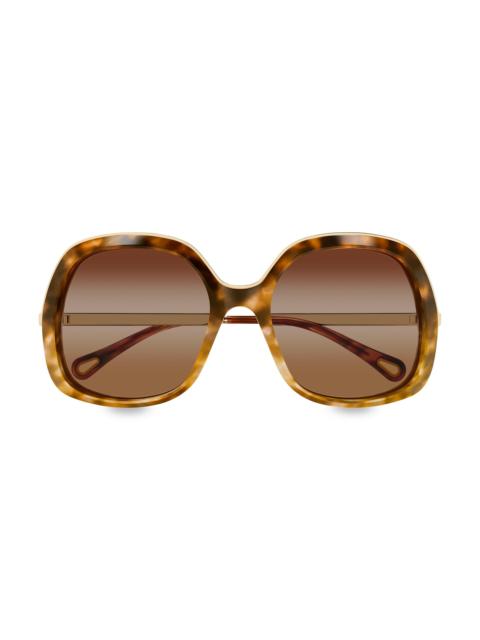 Chloé Women's Leia 56MM Rectangular Sunglasses - Havana Brown