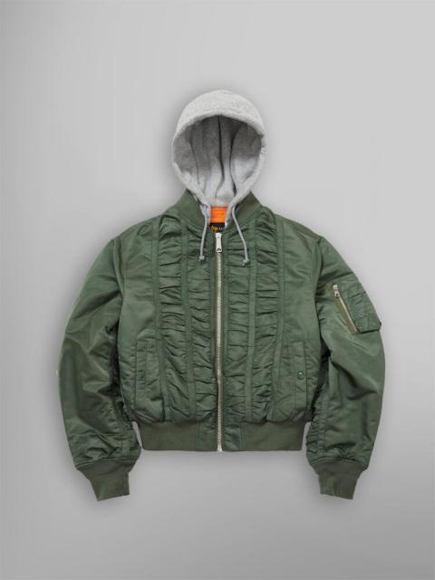 Nike ALPHA X MADEME HOODED RUCHED MA-1 BOMBER JACKET