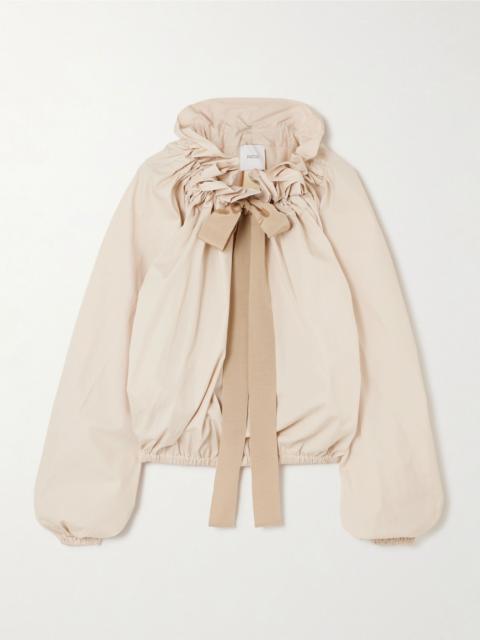 PATOU Iconic Volume grosgrain-trimmed gathered cotton-faille top Cream