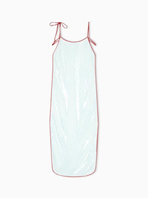 GIORGIO ARMANI SILK AND COTTON MIDI DRESS WITH SEQUINS