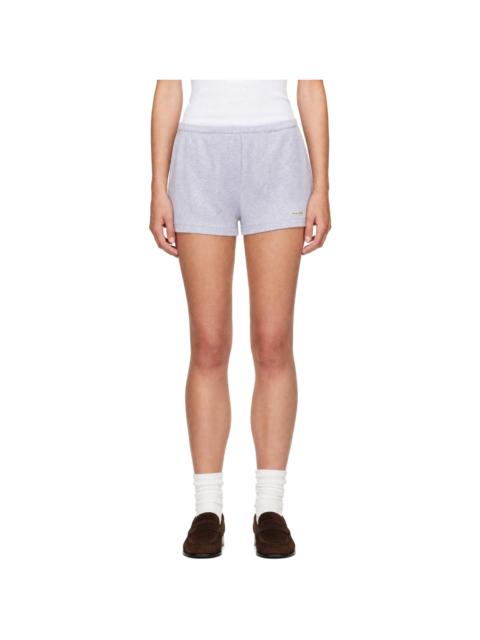 Sporty & Rich Gray Signature Logo Ribbed House Shorts