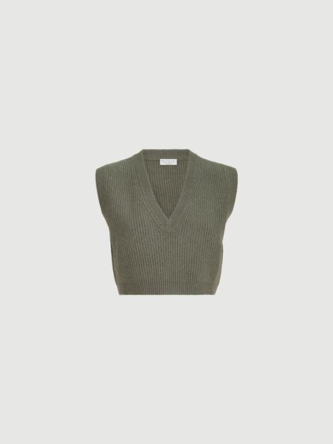 Brunello Cucinelli Cashmere rib knit sweater vest