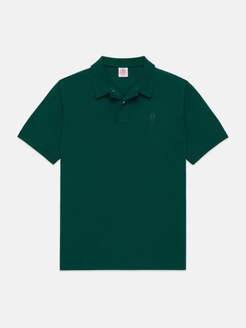 J. PRESS J. PRESS DARK GREEN ARCHIVAL CREST PIQUE POLO
