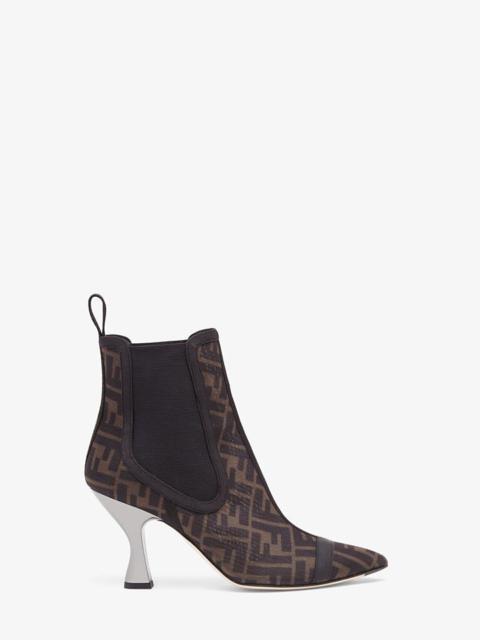FENDI Black mesh, high-heeled ankle boots