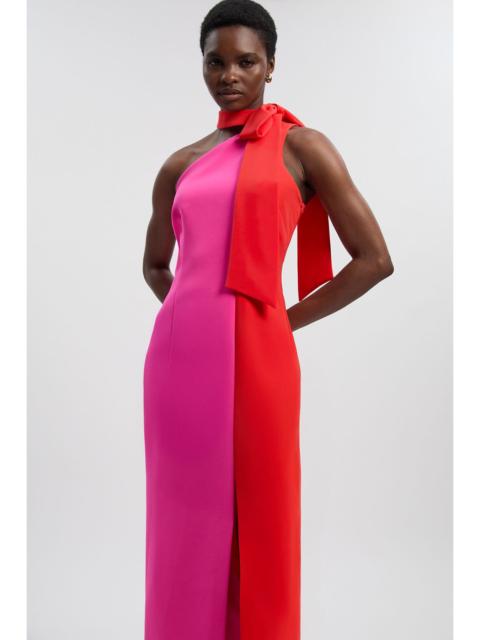 KAREN MILLEN Soft Tailored Colour Block Bow Midi Dress