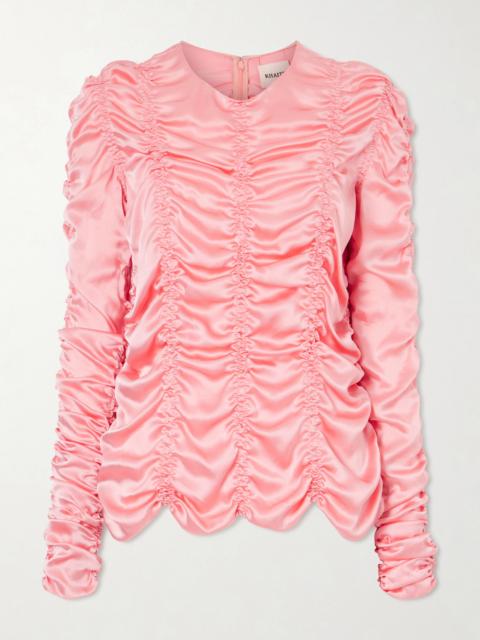 KHAITE Rory Ruched Silk Satin Top
