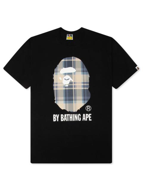 A BATHING APE® BAPE CHECK BY BATHING APE TEE - BLACK/BLUE