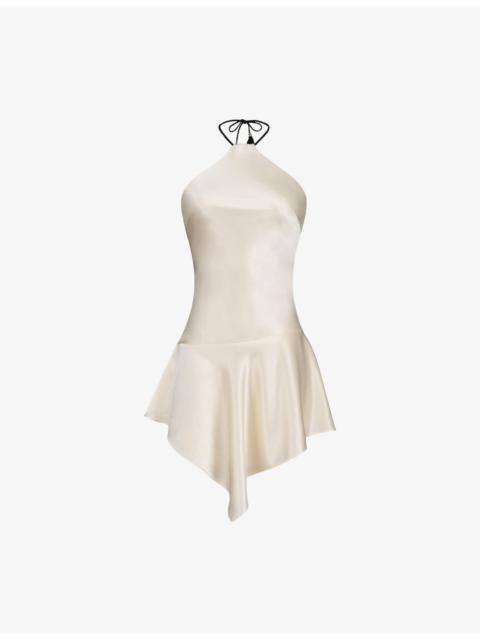 House of CB Larissa Halter-Neck Satin Mini Dress
