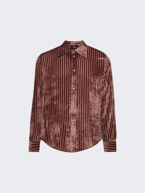 AMIRI Velvet Stripe Long Sleeve Shirt Terracotta