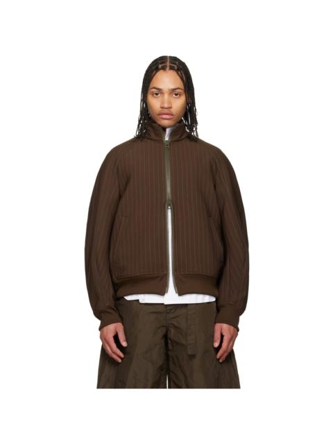 Brown Matelasse Twill Blouson Jacket
