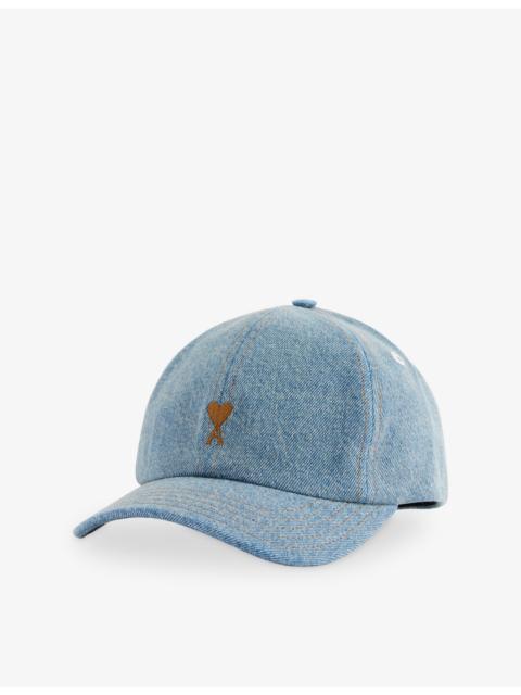 AMI Paris Embroidered-Logo Denim Baseball Cap