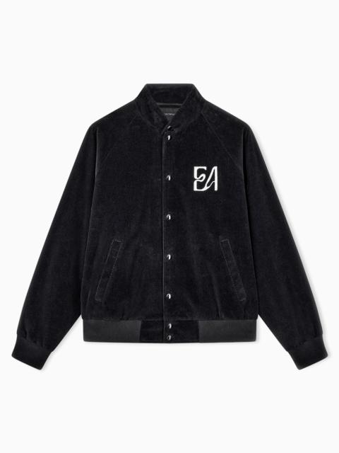 EMPORIO ARMANI BLOUSON JACKET IN COTTON AND WOOL WITH AN EMBROIDERED LOGO