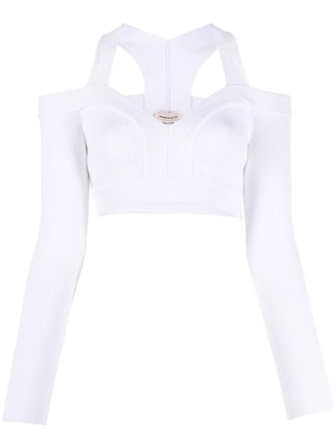 Alexander McQueen cold-shoulder cropped knit top