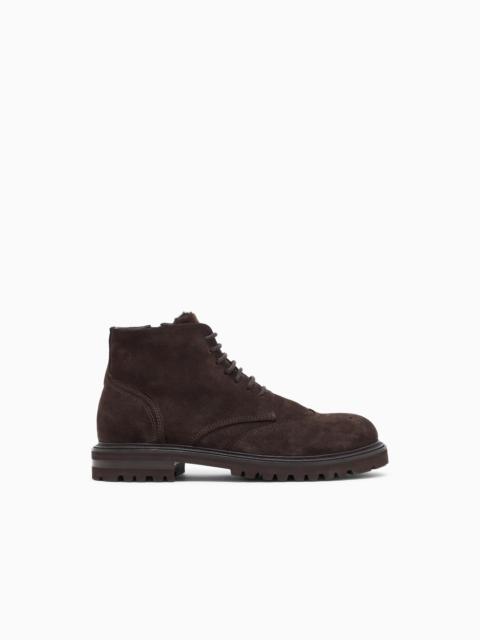 GIORGIO ARMANI BOOTS IN SUEDE WITH SHEARLING LINING AND A RUBBER SOLE