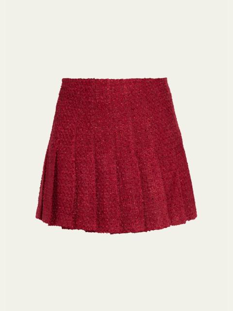 Alice + Olivia Carter Pleated Tweed Mini Skirt