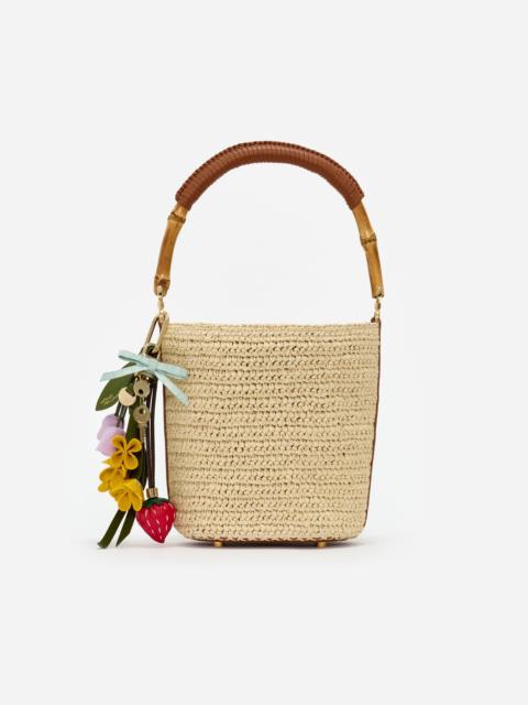 self-portrait Raffia Charm Bucket Bag