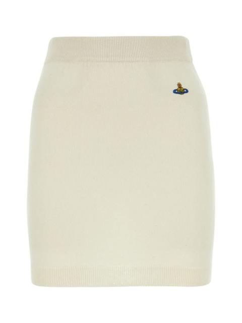 Ivory cotton blend miniskirt