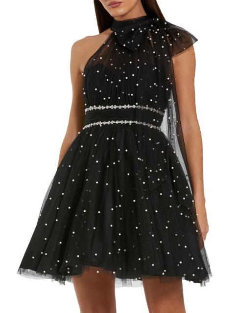 MAC DUGGAL Women's Embellished Tulle Mini Cocktail Dress - Black Ivory