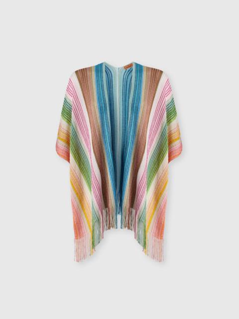 Missoni Striped viscose-blend poncho with fringes