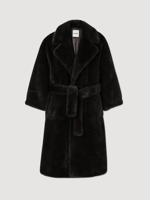 Sandro LONG FAUX FUR COAT