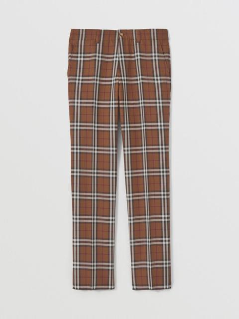 Check Wool Cropped Tailored Trousers