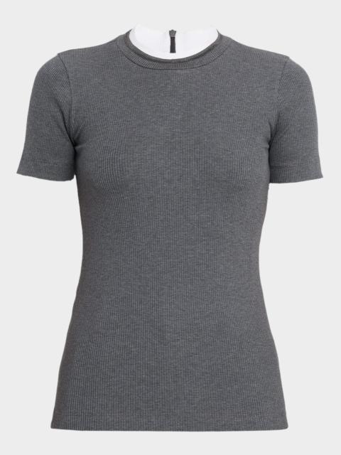 Brunello Cucinelli Monili Cotton Stretch Short-Sleeve T-Shirt