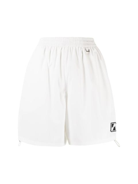 high-waisted logo-patch shorts