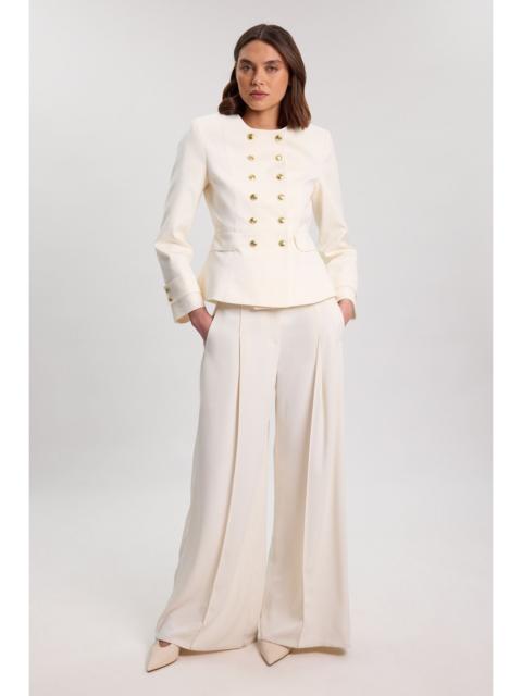 KAREN MILLEN Cotton Tailored Button Detail Peplum Blazer