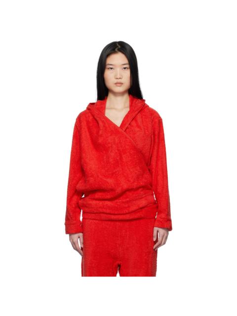 BLESS Red BathrobeV-hood Terrycloth Hoodie