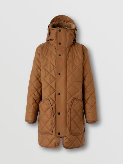 Burberry Check Panel Diamond Quilted Cotton Gabardine Coat