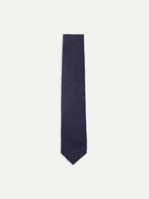 Drake's Navy Tussah Hand Rolled Silk Tie