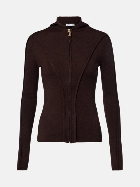 Victoria Beckham Wool-blend jersey zip-up hoodie