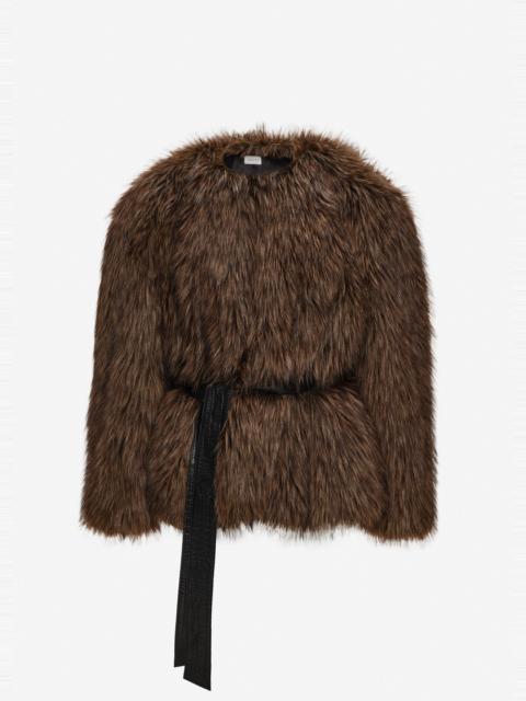 MAGDA BUTRYM Belted faux fur jacket in brown