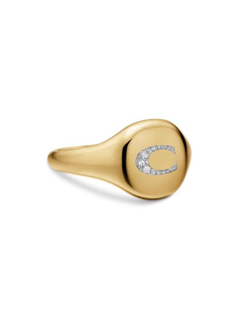 DAVID YURMAN Women's DY Initial Pinky Ring in 18K Yellow Gold - C Letter