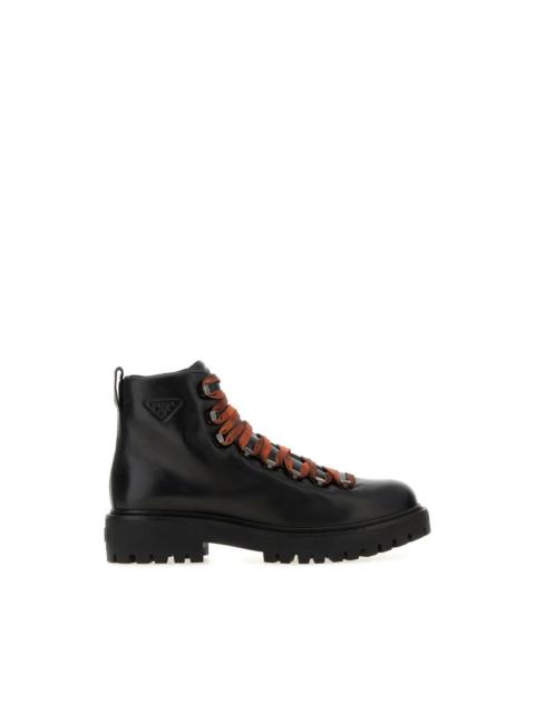 Prada PRADA Antiqued Leather Black Lace Up Boots New & Authentic (