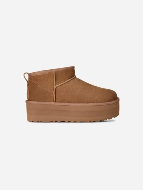 UGG ® Women's Classic Ultra Mini Platform Suede Classic Boots in Chestnut