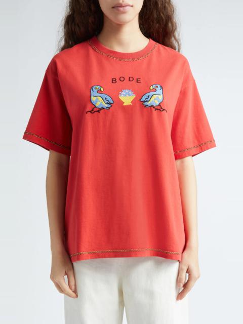 BODE Embroidered Parakeets Cotton Graphic T-Shirt