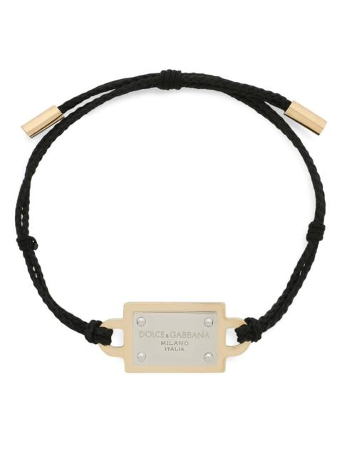 Dolce & Gabbana Cord Bracelet with Dolce&Gabbana Plate
