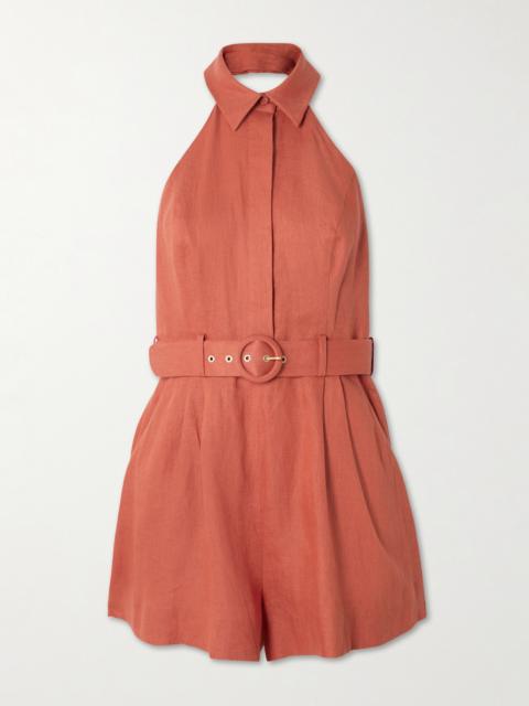 Zimmermann Awaken Belted Linen Playsuit