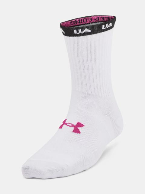 Under Armour Women's UA Essential 3-Pack Mid Crew Socks